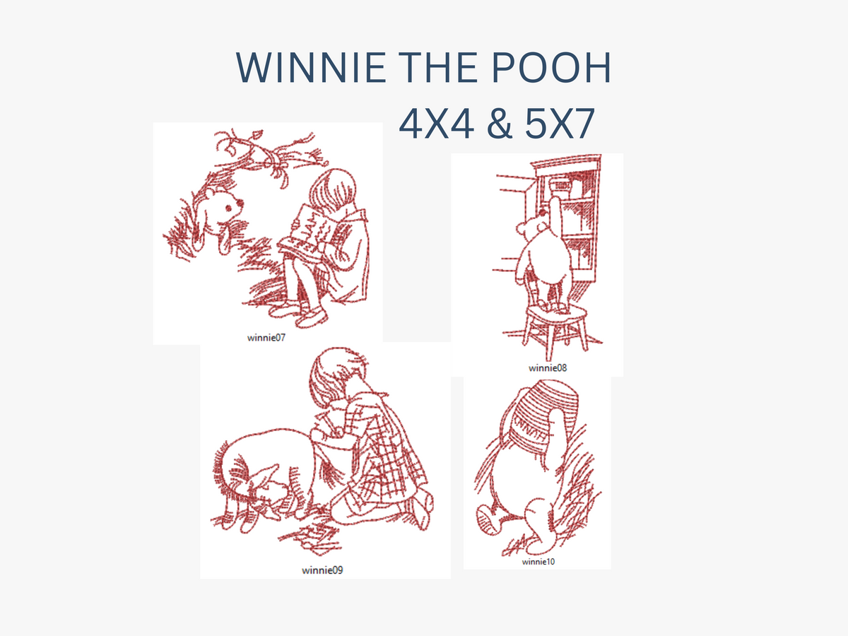 Winnie the Pooh vintage designs 4x4 5x7 – The Purple Hat