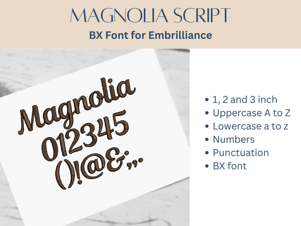 BX Font Alphabet - Magnolia Script Font - 3 sizes