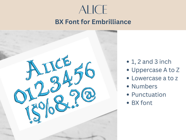 BX Font Alphabet - Alice in Wonderland - 3 sizes