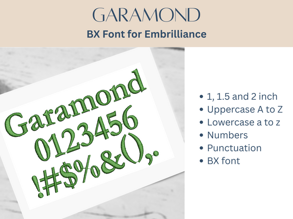 BX Font Alphabet - Garamond font - 3 sizes