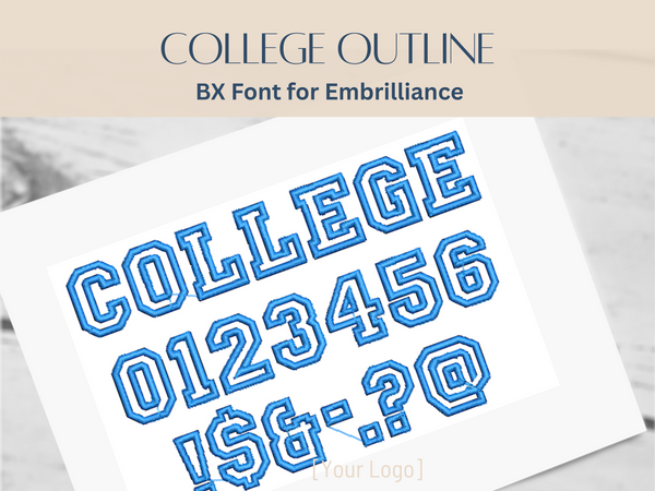 BX Font Alphabet - College Outline Font - 3 sizes