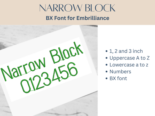 BX Font Alphabet - Narrow Block Font - 3 sizes