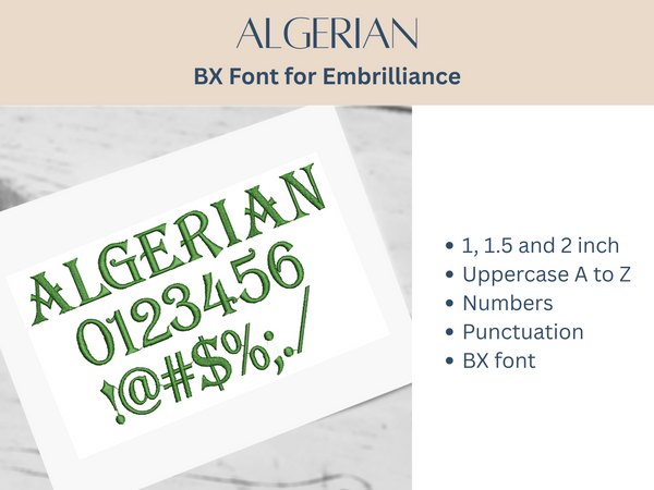BX Font Alphabet - Algerian Font - 3 sizes