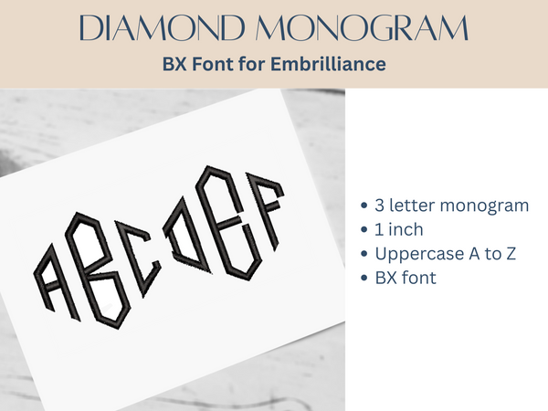 BX Font Alphabet - Diamond Monogram Font - 1 size