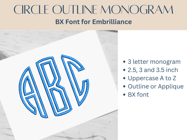 BX Font Alphabet - Circle Applique Monogram Font - 3 sizes