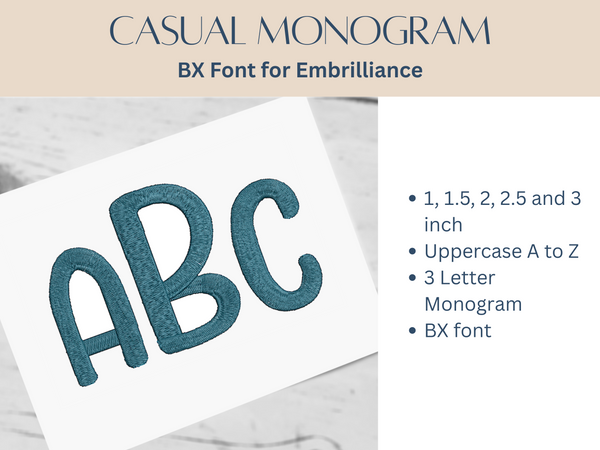 BX Font Alphabet - Casual Monogram Font - 5 sizes