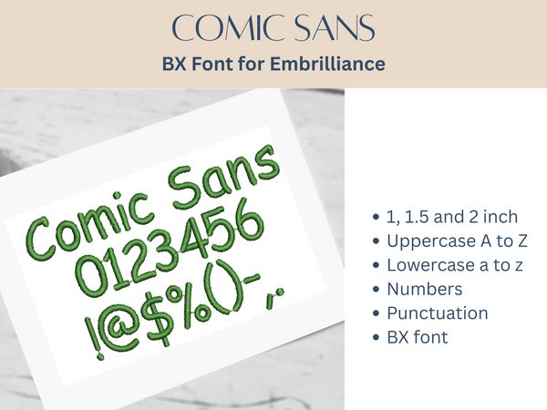 BX Font Alphabet - Comic Sans Font - 3 sizes