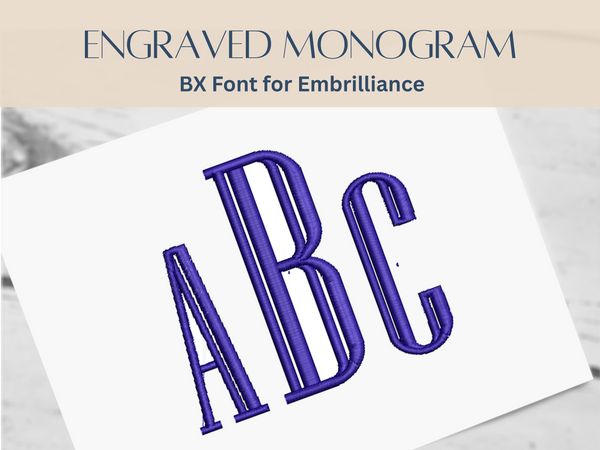 BX Font Alphabet - Engraved Monogram Font - 5 sizes