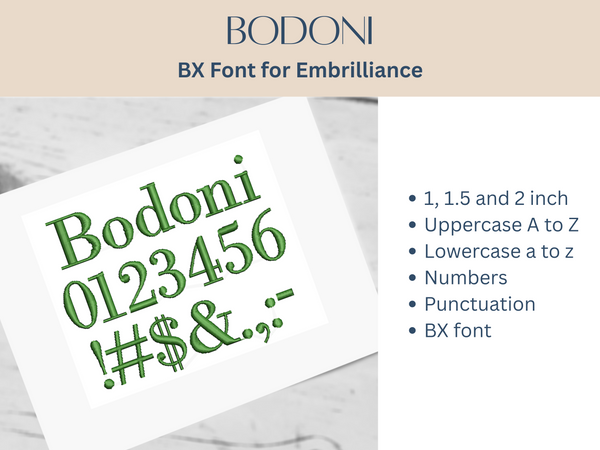 BX Font Alphabet - Bodoni Font - 3 sizes