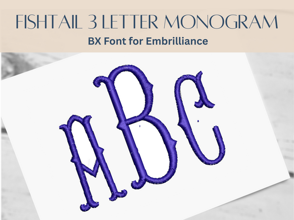 BX Font Alphabet - Fishtail 3 Letter Monogram Font - 5 sizes