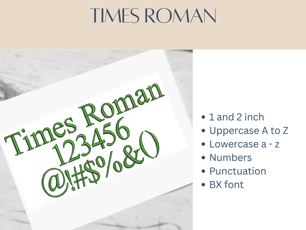 BX Font Alphabet - Times Roman - 2 sizes