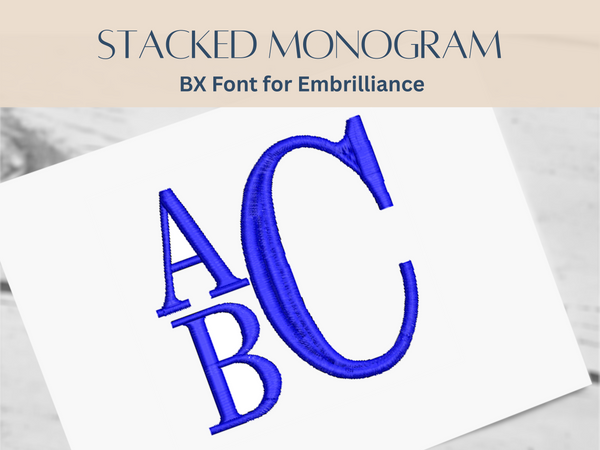 BX Font Alphabet - Stacked Monogram Font - 3 sizes