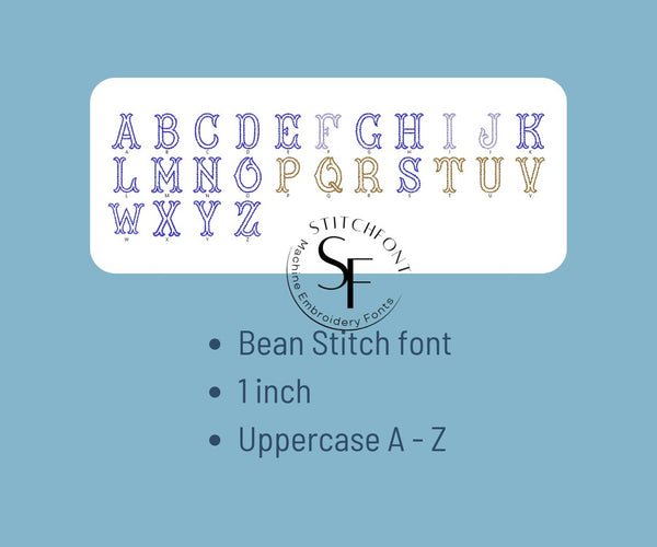 Machine Embroidery Bean Stitch Font - Bean - 1 size - 8 formats