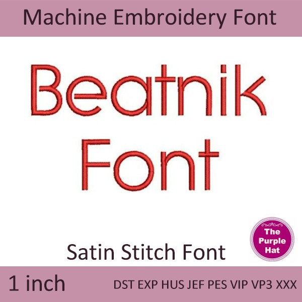 Beatnik machine embroidery font 1 inch