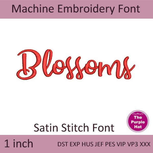 Blossoms machine embroidery font 1 inch