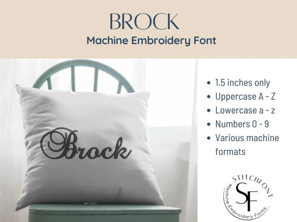 Machine Embroidery Satin Font Alphabet - Brock - 1 size - 8 formats