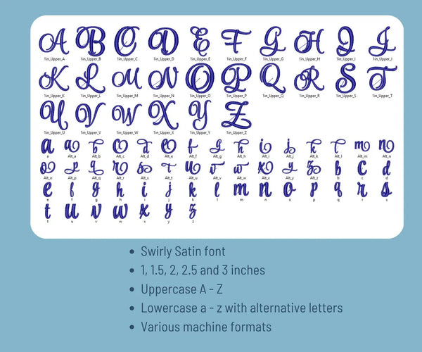 Machine Embroidery Satin Stitch Font - Brooklyn - 3 sizes - 8 formats