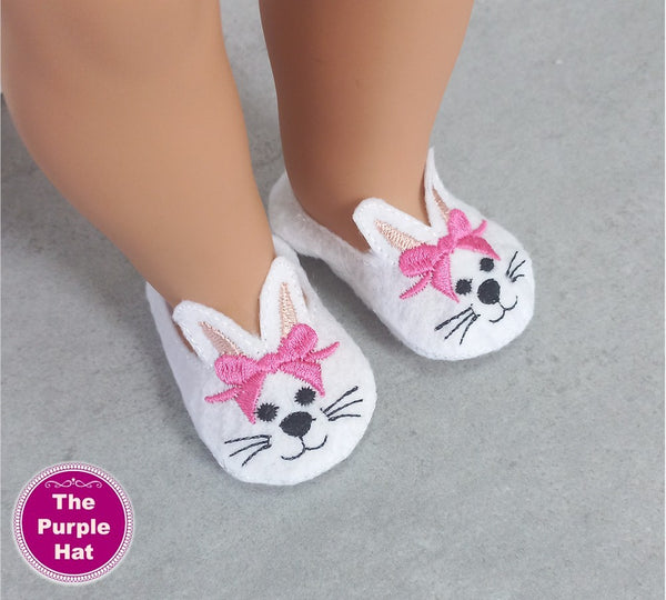 ITH Bunny shoes or slippers for 18 inch doll 4x4