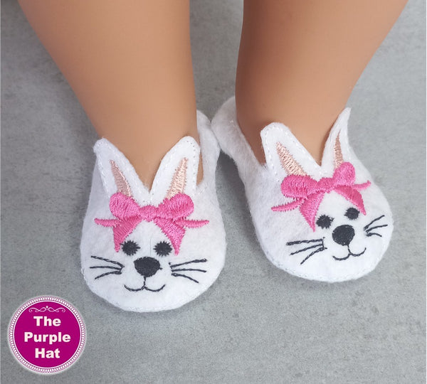 ITH Bunny shoes or slippers for 18 inch doll 4x4