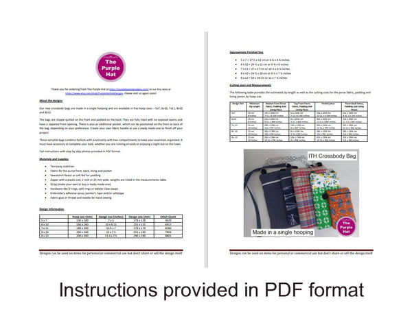 ITH In the Hoop Crossbody Bag 5x7 6x10 7x11 8x10 8x12