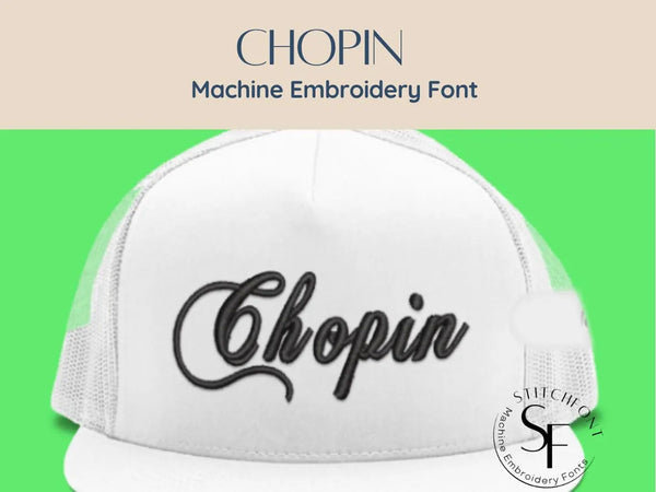 Machine Embroidery Satin Stitch Font - Chopin - 3 sizes - 8 formats