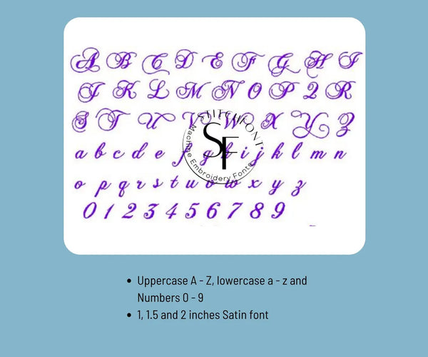Machine Embroidery Satin Stitch Font - Chopin - 3 sizes - 8 formats