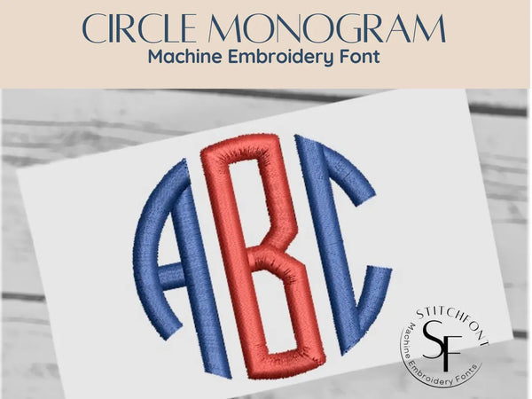 Machine Embroidery Satin Stitch Font - Circle Monogram - 2 sizes - 8 formats