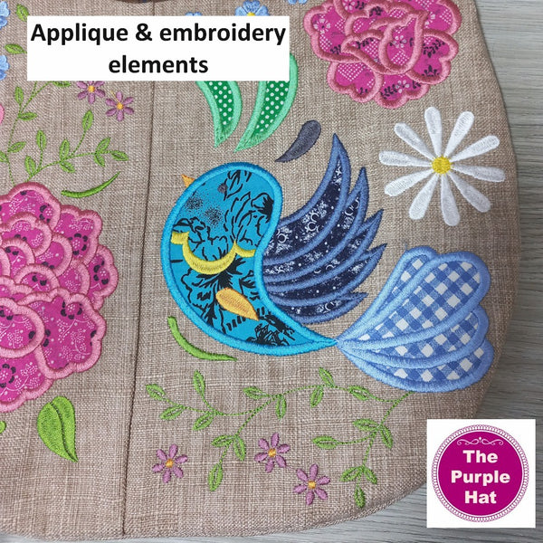 ITH In the Hoop Fantasy Flowers Bag 5x7 6x10 8x12