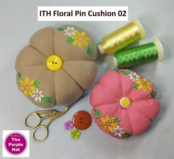 ITH In the Hoop Floral Pin Cushion 02 5x7 and 6x10