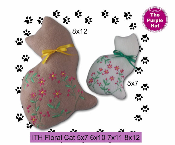 ITH Floral Cat Stuffed Toy 5x7 6x10 7x11 8x12