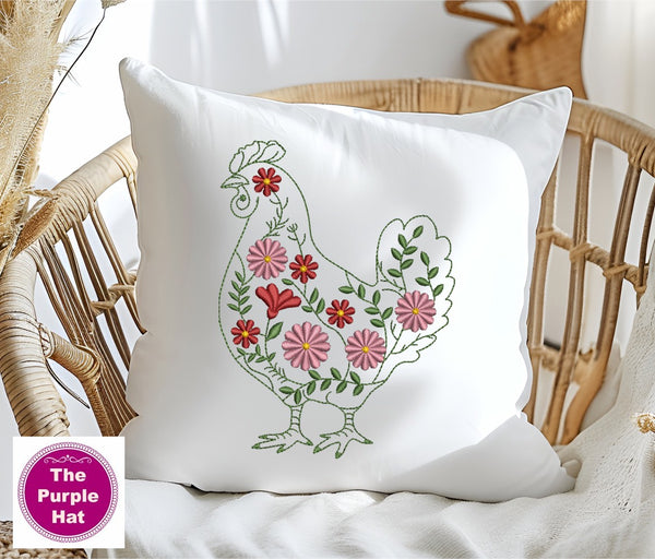 Floral Chicken 5x7 6x10 8x12