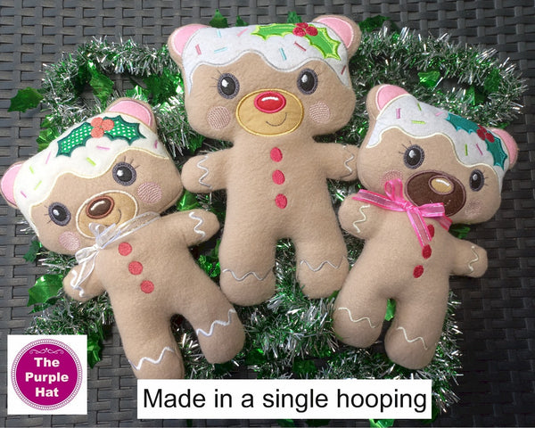 ITH In the Hoop Ginger Bear 6x10 7x11 8x12