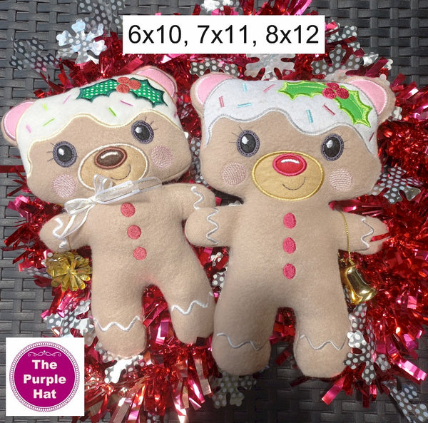 ITH In the Hoop Ginger Bear 6x10 7x11 8x12
