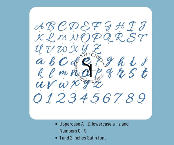 Machine Embroidery Satin Stitch Font - Glamour - 2 sizes - 8 formats