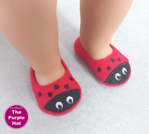 ITH Ladybug shoes or slippers for 18 inch doll 4x4