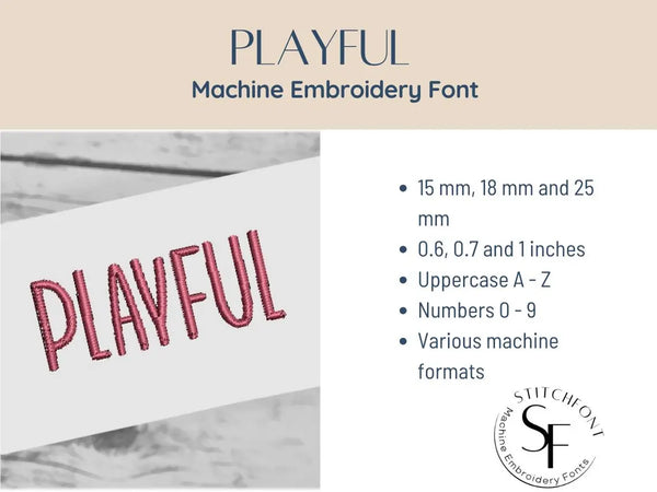 Machine Embroidery Satin Stitch Font - Playful - 3 sizes - 8 formats
