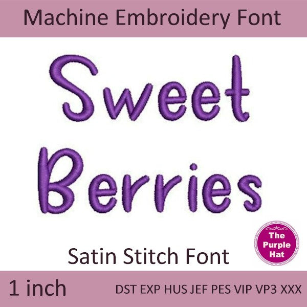 Sweet Berries machine embroidery font 1 inch