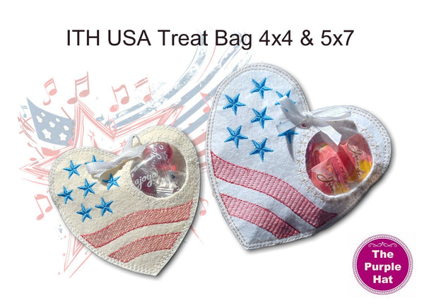 ITH In the Hoop 4th July patriotic USA treat bag 4x4 5x7