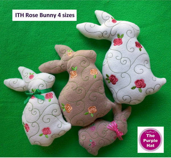 ITH Rose Bunny Stuffed Toy 5x7 6x10 7x11 8x12