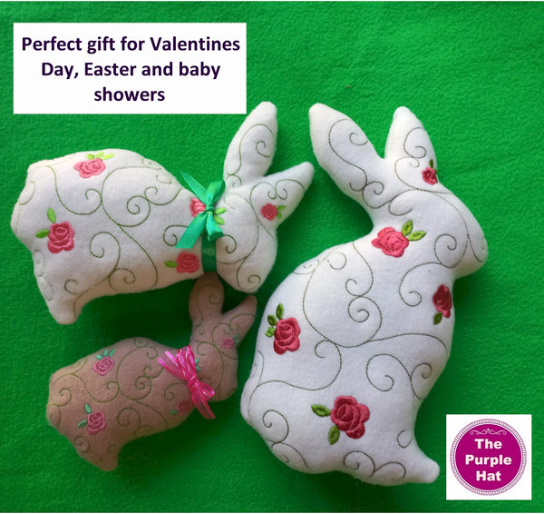 ITH Rose Bunny Stuffed Toy 5x7 6x10 7x11 8x12