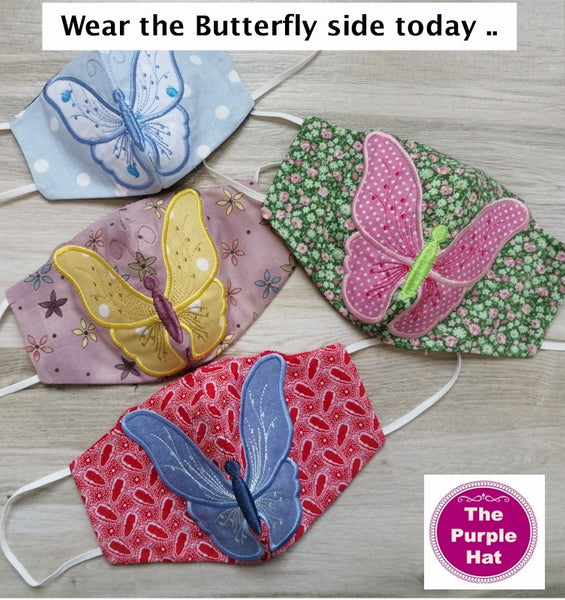 In the Hoop ITH Reversible Butterfly Contoured Face or Dust Mask V 2.0 - 4 sizes 5x7 6x10