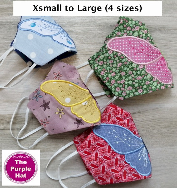 In the Hoop ITH Reversible Butterfly Contoured Face or Dust Mask V 2.0 - 4 sizes 5x7 6x10