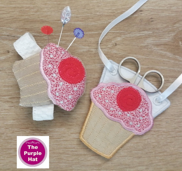 ITH Cupcake Wrist Pincushion and Scissors Holder Set 4x4