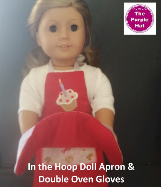 ITH Fully Reversible Apron and Double Oven Gloves for 18 inch doll 6x10