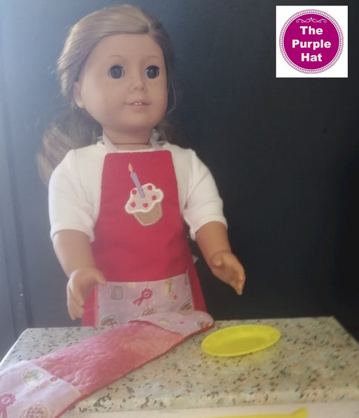 ITH Fully Reversible Apron and Double Oven Gloves for 18 inch doll 6x10