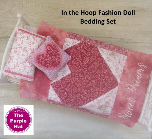 ITH Heart Bedding Set for 11 1/2 inch dolls