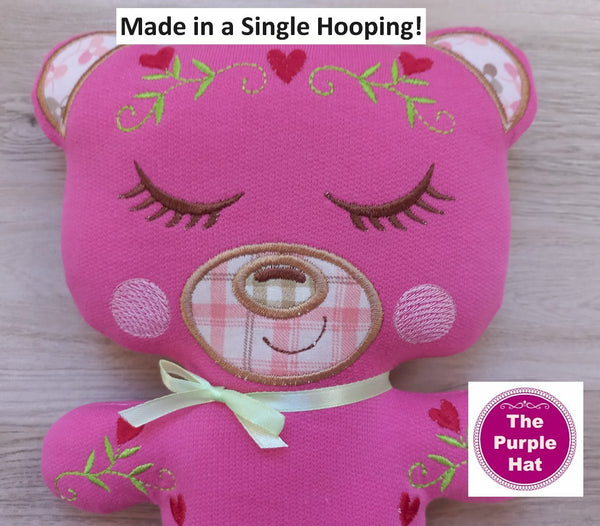 ITH Floral Hearts Stuffed Bear Toy 6x10 7x11 8x12