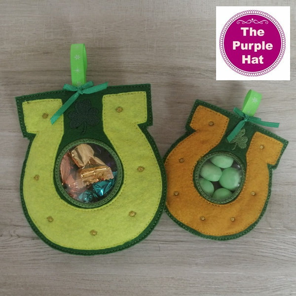 ITH St Patrick's Day Lucky Horseshoe candy gift bag with window 4x4 5x7