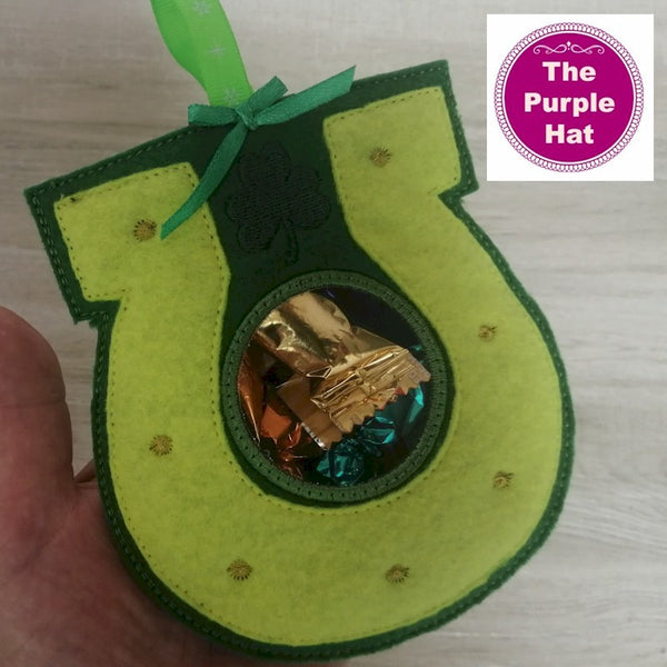 ITH St Patrick's Day Lucky Horseshoe candy gift bag with window 4x4 5x7