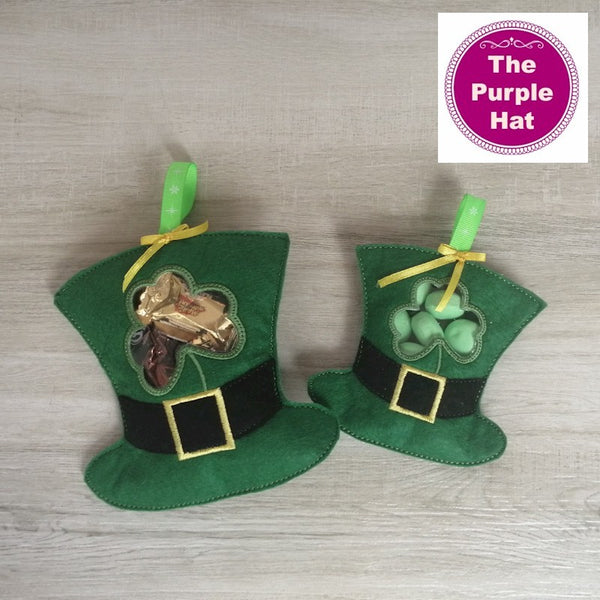 ITH St Patrick's Day Leprechaun Hat candy gift bag with window 4x4 5x7